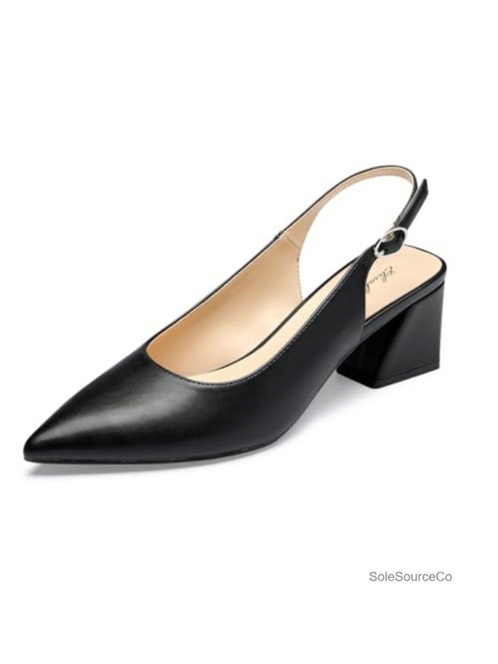 Women's Slingback Block Heel Pumps Closed Toe Chunky Low Heels Office Wedding